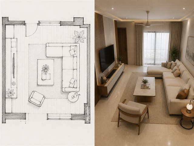 3D render interior design by Buildtect in Delhi NCR, view 1