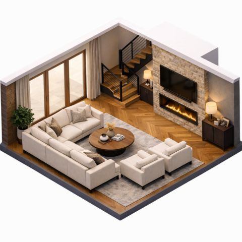 3D render interior design by Buildtect in Delhi NCR, view 4