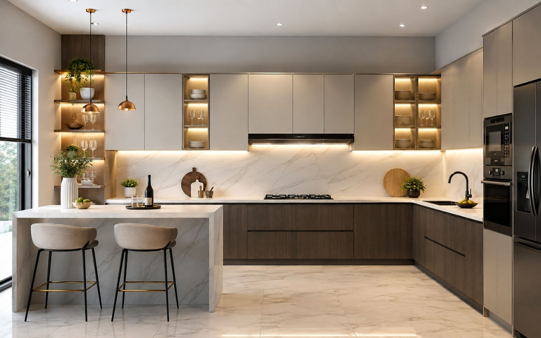 L-Shaped Kitchen by Buildtect in Delhi NCR